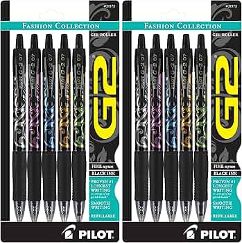 Pilot, G2 Premium Gel Roller Pens, Fine Point 0.7 mm, Fashion Collection, Black, 5 Count (Pack of... | Amazon (US)