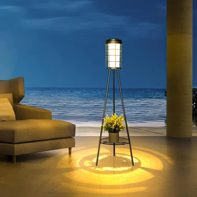 2 Pack Solar Lights Outdoor With Plant Stand, 38" Waterproof Solar Floor Lamps With USB Charging, Adjustable Color Temperatures, Metal Flower Shelf Li | Wayfair North America