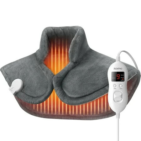 RENPHO Extra Large Heating Pad for Shoulders Neck and Back, 9 Temperature Settings, FSA HSA Eligible, 19"x 24", Birthday Christmas Gifts for Women Men - Gray | Walmart (US)