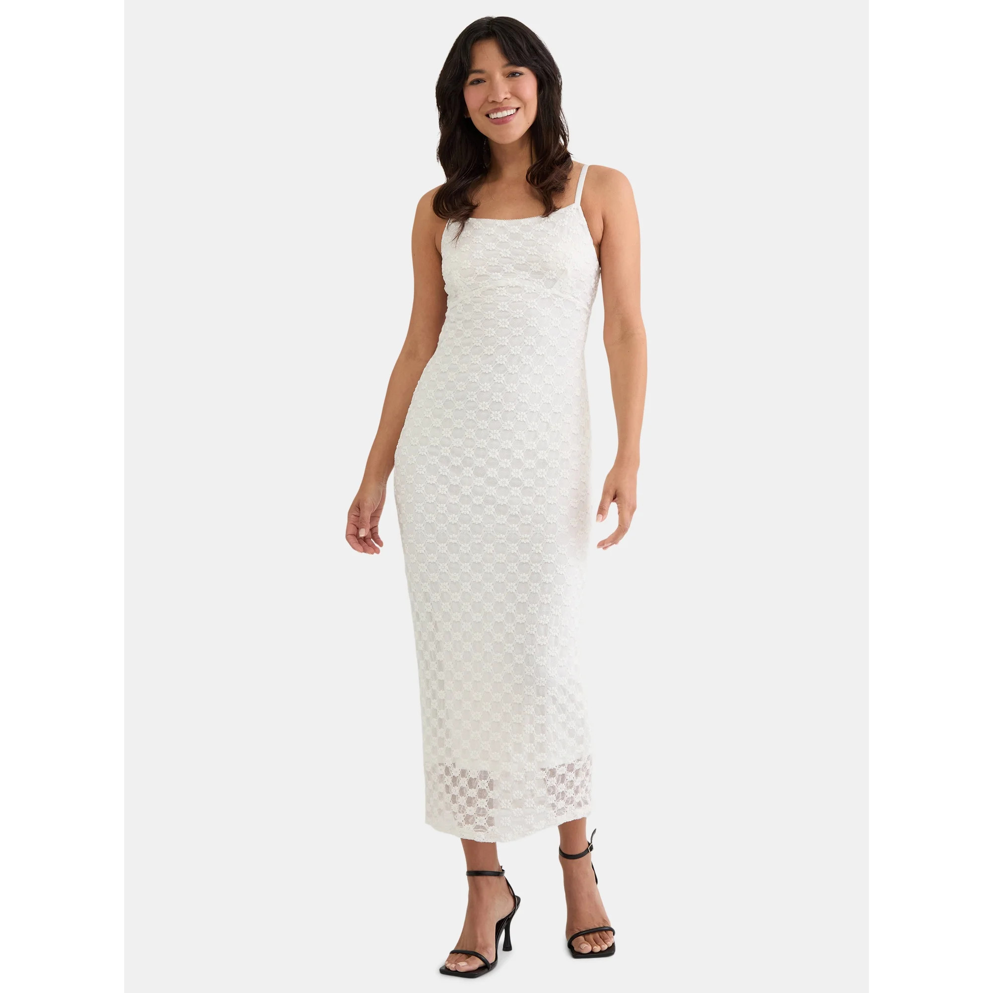 Madden NYC Women's Textured Lace Midi Dress, Sizes XXS-XXL - Walmart.com | Walmart (US)