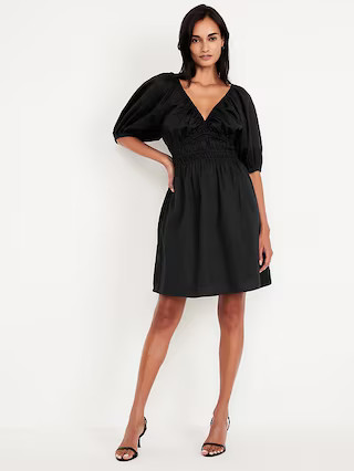 Waist-Defined Satin Mini Dress | Old Navy (US)