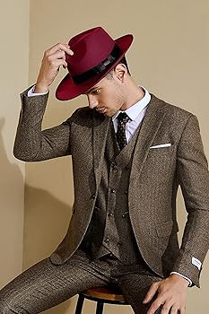 BABEYOND 1920s Fedora Hat for Men Gatsby Wide Brim Fedora Hat Felt Panama Cap with Band for Women... | Amazon (US)