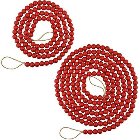 2pcs Wooden Beaded Garlands Christmas Red Bead Garlands Wood Christmas Tree Decorations Garlands ... | Amazon (CA)
