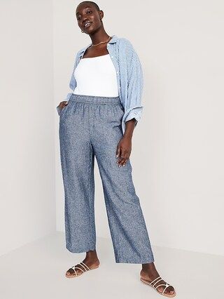 High-Waisted Linen-Blend Wide-Leg Pants for Women | Old Navy (US)