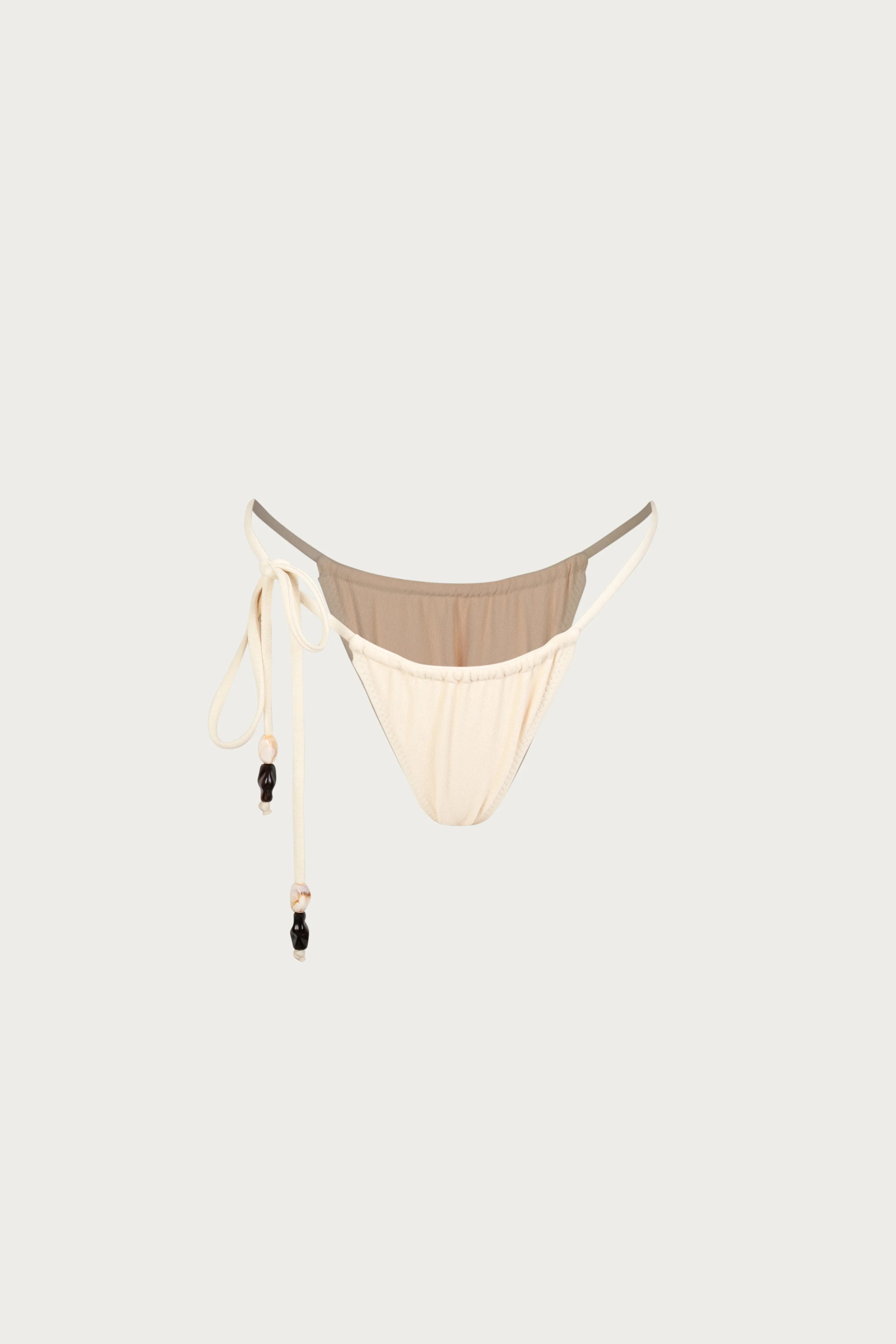 Stone Beaded String Bottom (Faux Suede Cream) | SAME