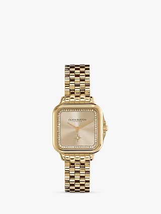 Olivia Burton Women's Grosvenor Square Sunray Dial Crystal Bracelet Strap Watch, Gold | John Lewis (UK)