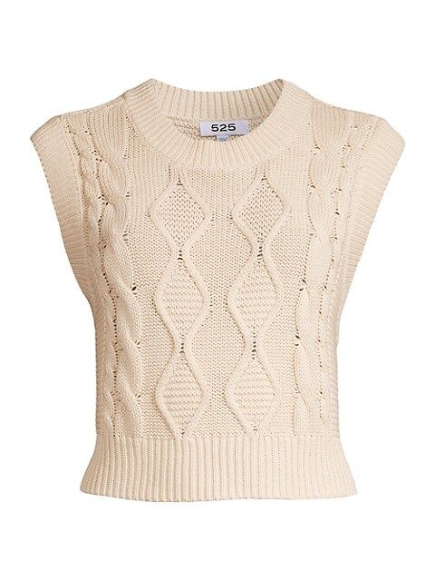 525 America Cotton Cable-Knit Sweater Vest | Saks Fifth Avenue