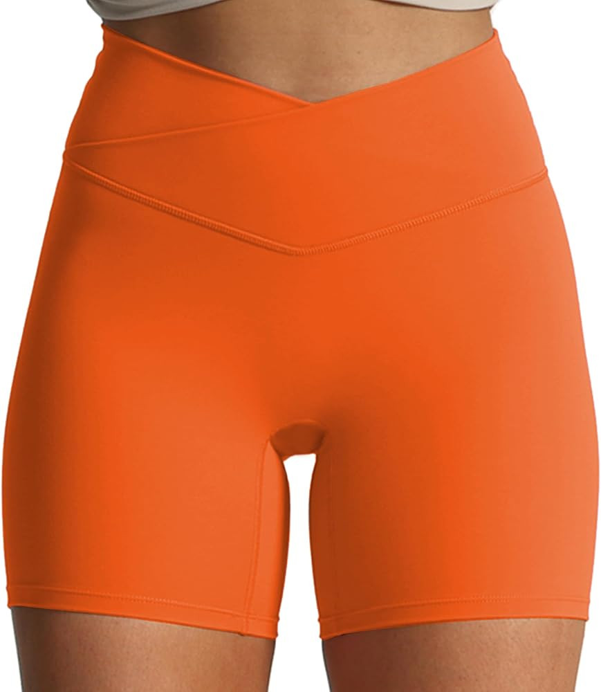 Aoxjox Trinity Workout Biker Shorts for Women Cross-Waist Crossover High Waisted Tummy Control At... | Amazon (US)