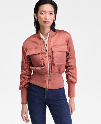 I.N.C. International Concepts Women's Satin Shrunken Bomber Jacket, Macy's Exclusive - Macy's | Macy's