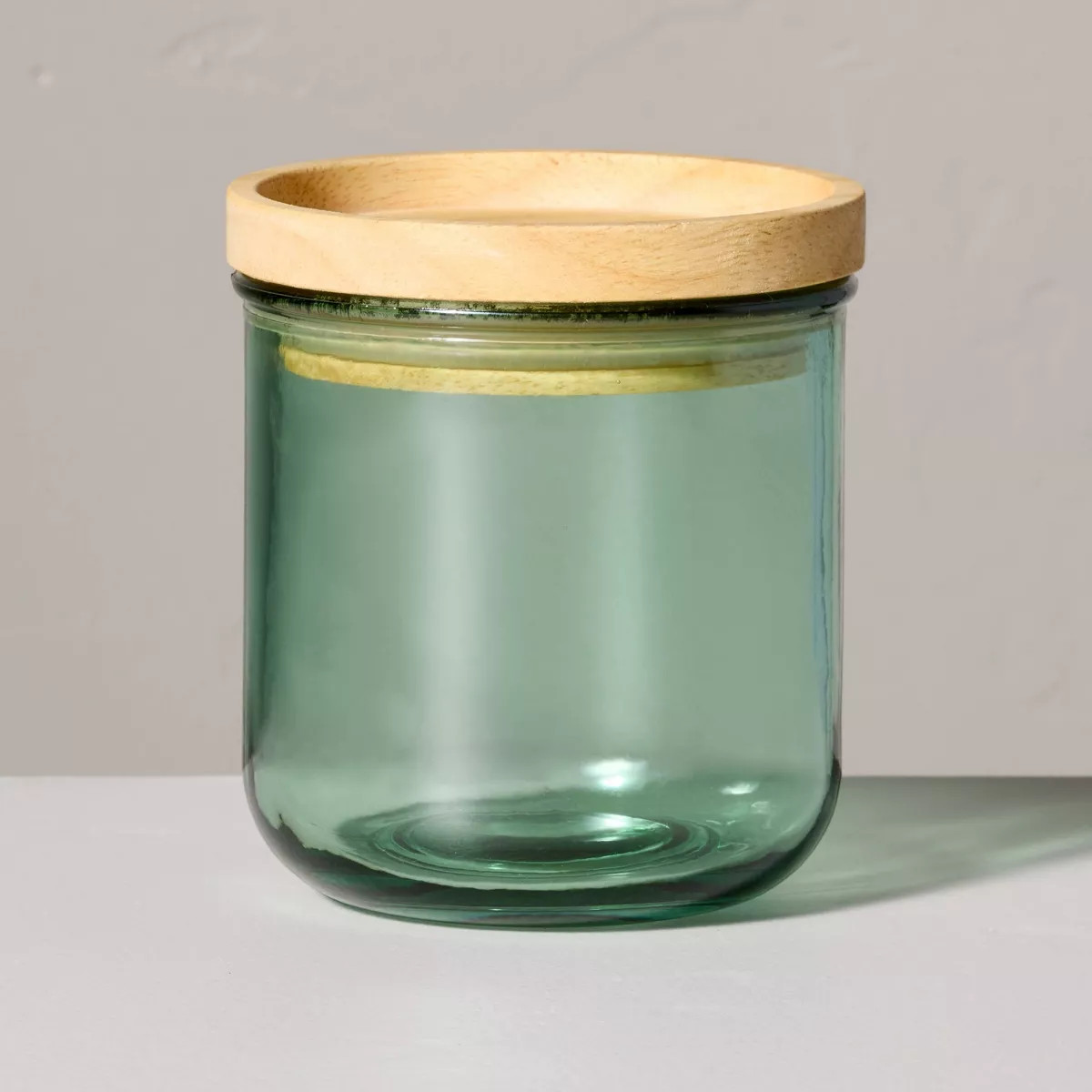 11.8oz Tinted Glass Kitchen Storage Jar with Wood Lid Green - Hearth & Hand™ with Magnolia | Target