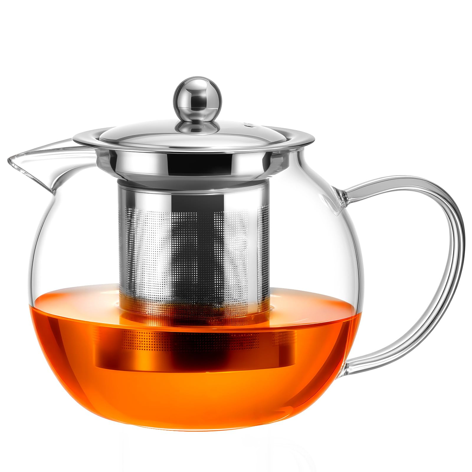 Baalaka Glass Teapot Stovetop 22 OZ/650ml, Tea pot with Removable 18/8 Stainless Steel Infuser, Borosilicate Clear Tea Kettle, Teapot Blooming and Loose Leaf Tea Maker Tea Brewer for Camping, Travel | Amazon (US)