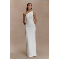 Milena One Shoulder Crepe Maxi Dress - White I MESHKI I Size L | MESHKI US