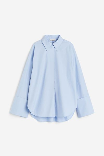 Oversized wide-cuffed shirt - Light blue - Ladies | H&M GB | H&M (UK, MY, IN, SG, PH, TW, HK)