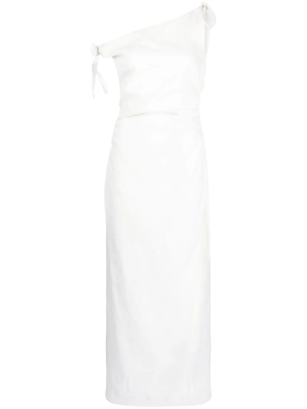 Bettina linen off-shoulder dress | Farfetch Global