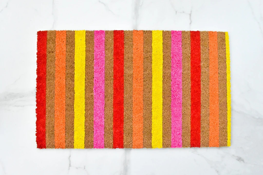 Striped Doormat, Cute Doormat, Spring Doormat, Welcome Mat, Outdoor Rug, Summer Doormat, Striped ... | Etsy (US)