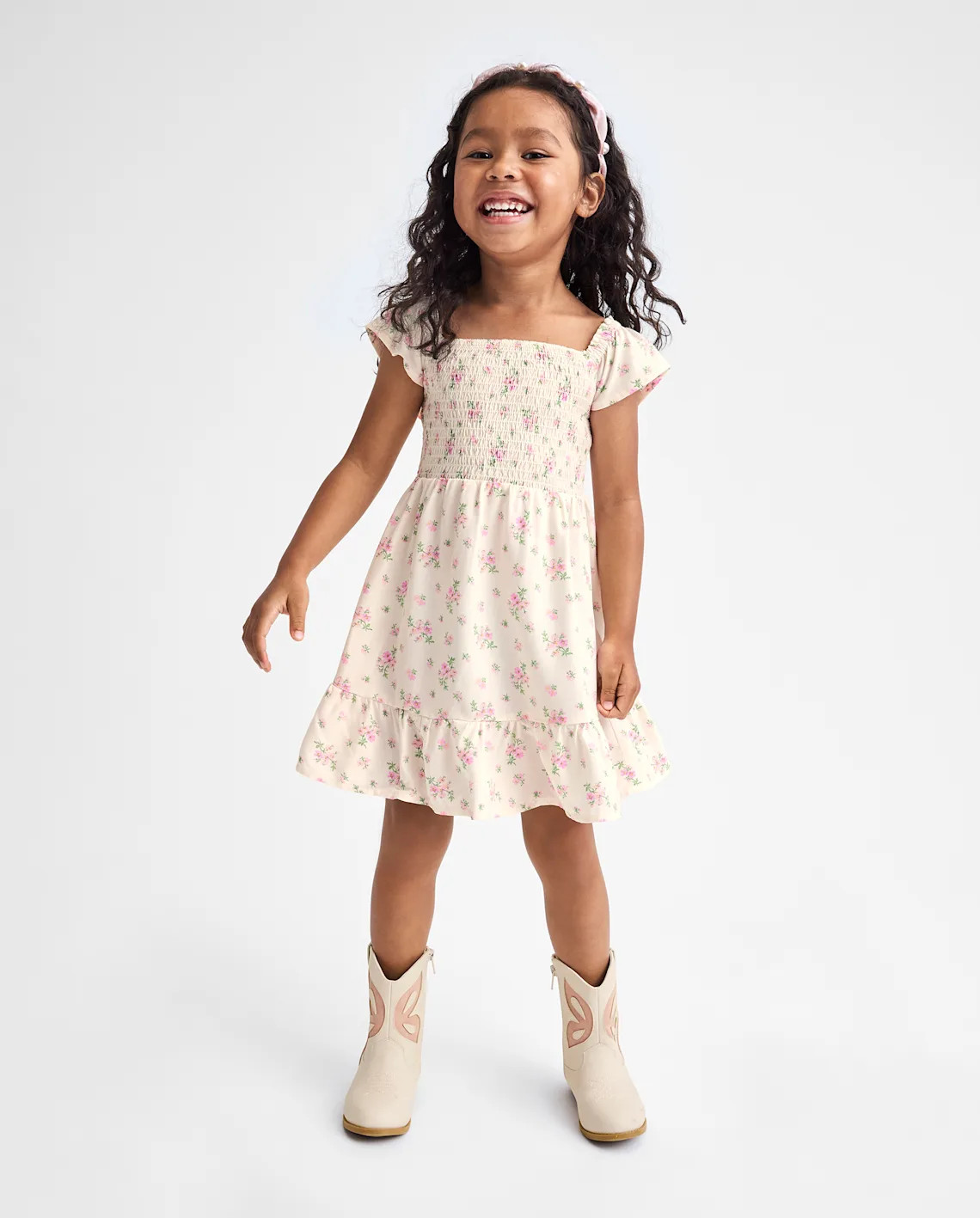 Toddler Girls Mommy And Me Floral Smocked Bow Back Dress - white | The Children's Place