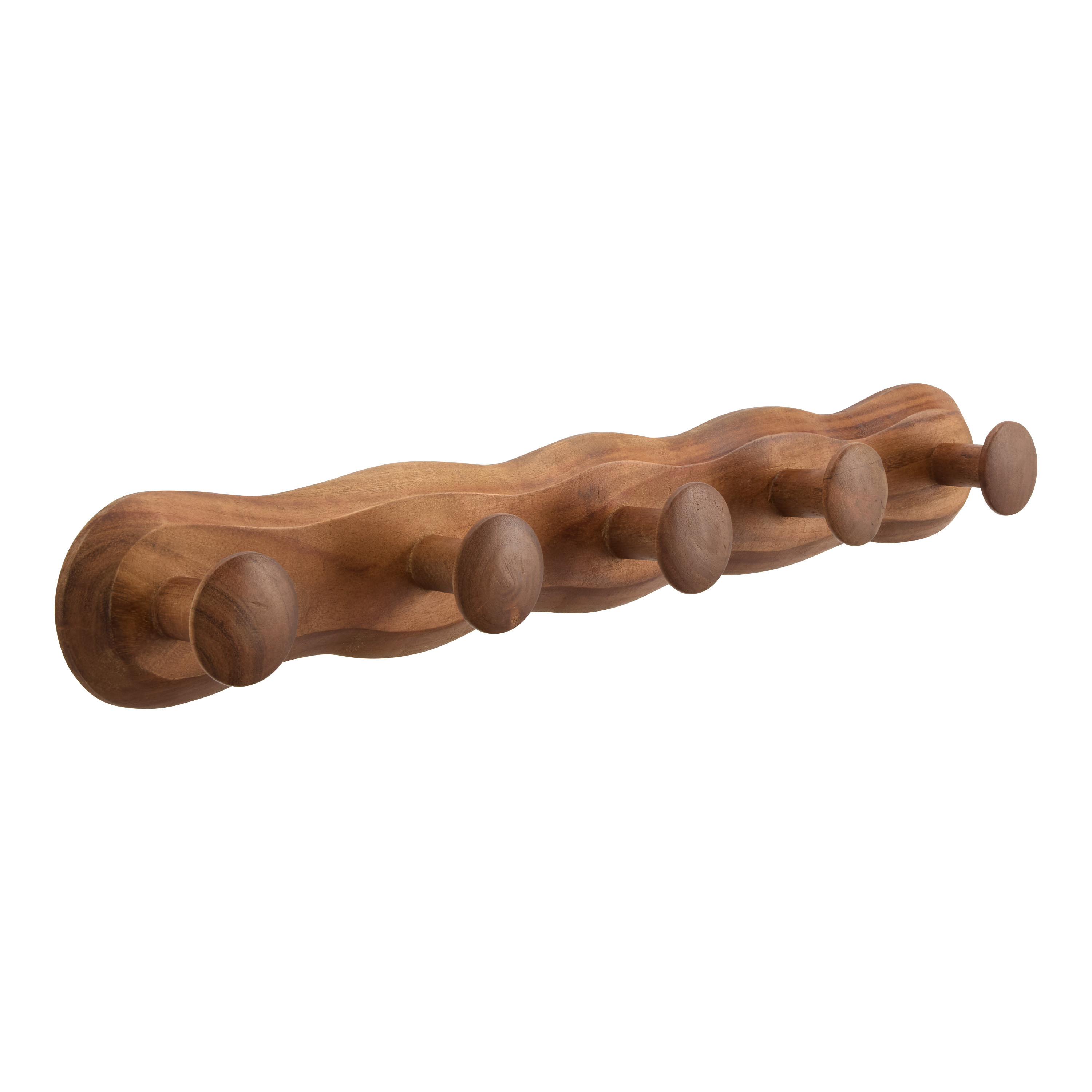 Natural Acacia Wood Scalloped Wall Rack | World Market