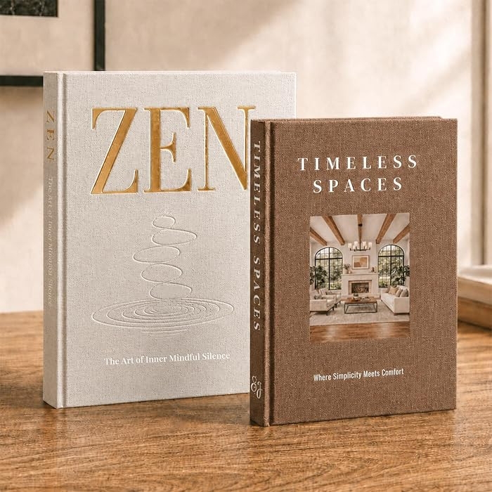 Aesthetic Linen Decorative Books for Home Decor, Set of 2 Fake Books | Amazon (US)