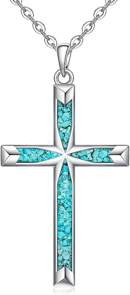 Turquoise Cross Necklaces for Women Turquoise Necklace Silver Black Rose Gold Cross Pendant Jewel... | Amazon (US)