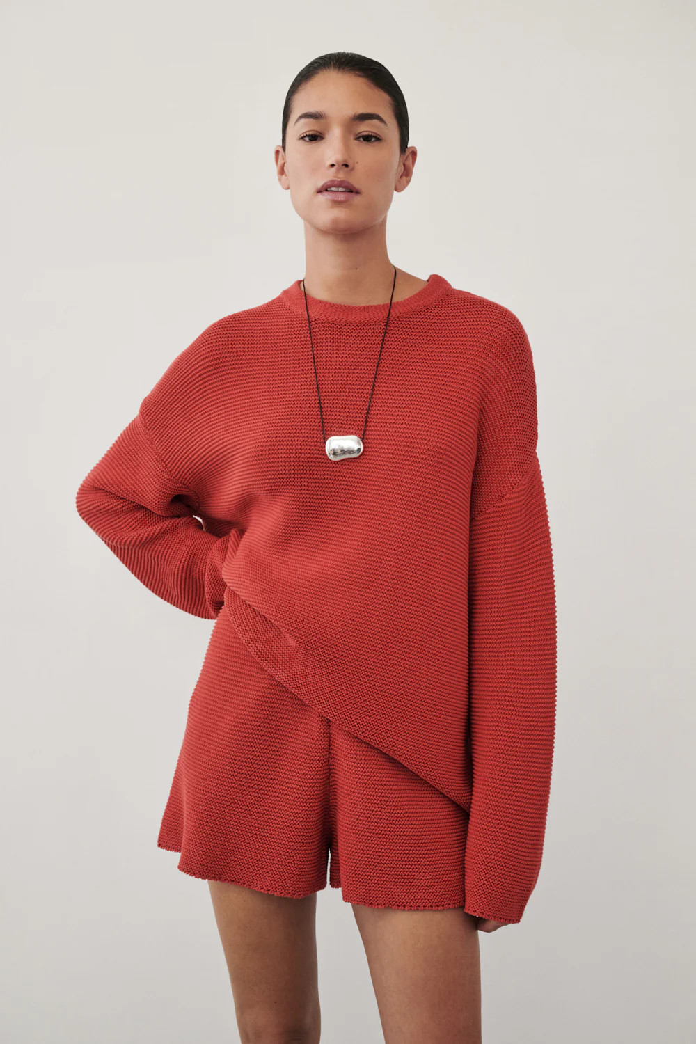 THEA BURNT RED COTTON KNIT JUMPER | DISSH