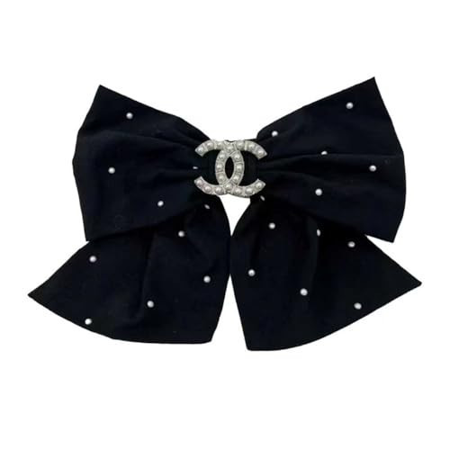 Pearl Embellished Bow Hair Clip, Black and White, Elegant Crystal, Fashion Hair Accessory | Amazon (US)