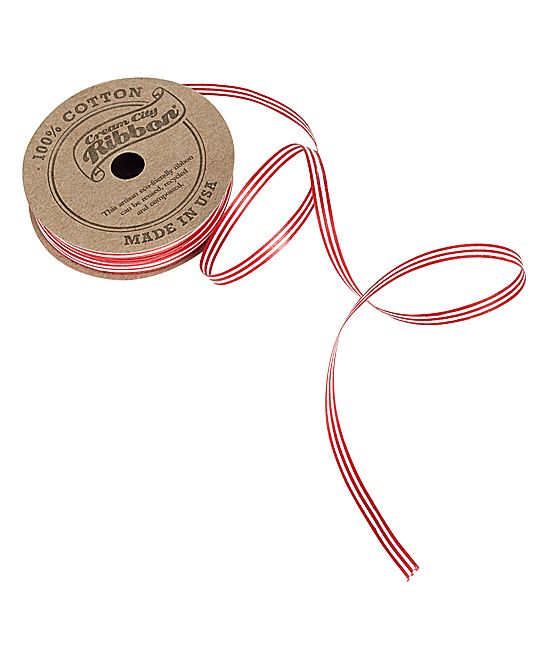Red & White Stripe Cotton Ribbon | zulily