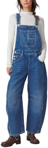 Ladyful Women's Denim Overall Casual Straight Wide Leg Bib Jeans Overall Adjustable Straps Denim ... | Amazon (US)
