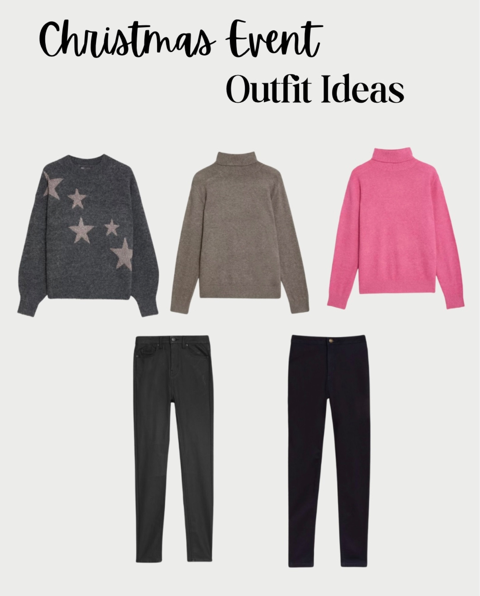 Christmas Event Casual Outift Ideas 

#christmas #christmasoutfit #christmasjumper #jumper #sweater #skinnyjeans #blackjeans #leatherjeans #fashion #ootd #style 

#LTKU #LTKparties #LTKstyletip