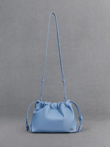 Leather Ruched Drawstring Bag
 - Light Blue | Charles & Keith UK