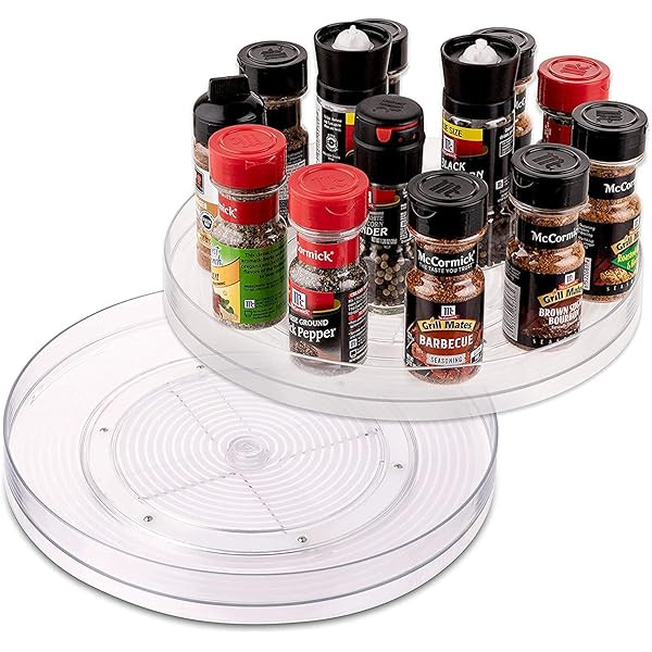 Psukhai 2-Pack Lazy Susan Turntable Kitchen Organizer, 11.4" Non-Skid Rotating Organization Storage  | Amazon (US)