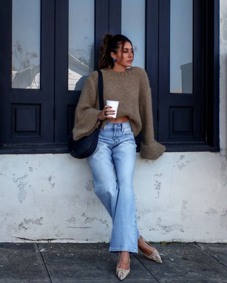 Softest oversized sweater. Love the sleeve detail. Wearing size small. Denim fits small. I sized up 2 sizes for a slouchier vibe. Recommend sizing up at least one size  

#LTKstyletip #LTKSeasonal #LTKshoecrush