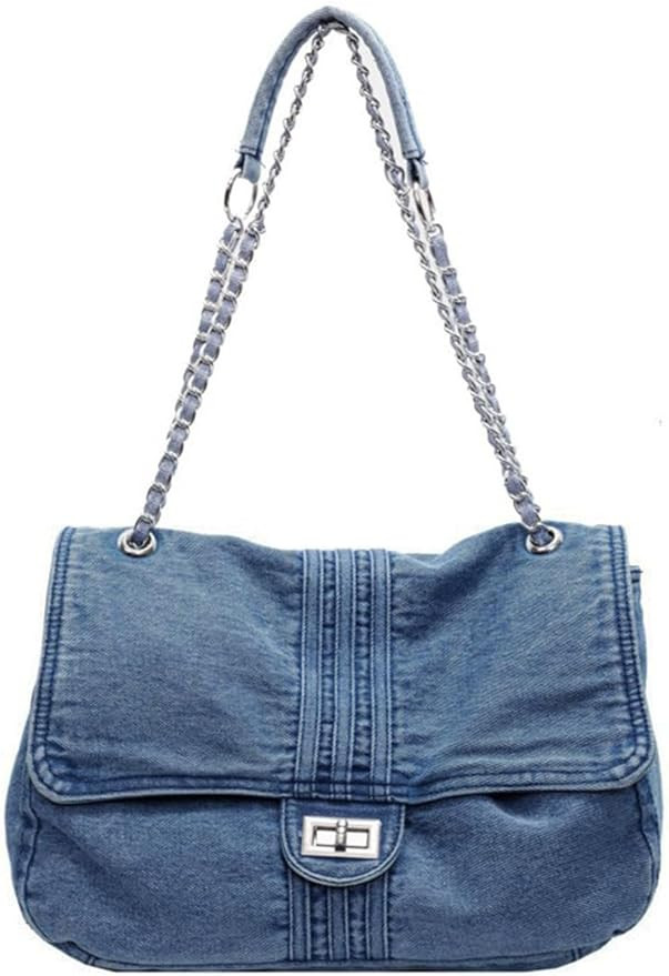 Denim Purse for Women Jean Purses Tote Bag for Womens Handbags Work Bags Jean Shoulder Bag Trendy... | Amazon (US)