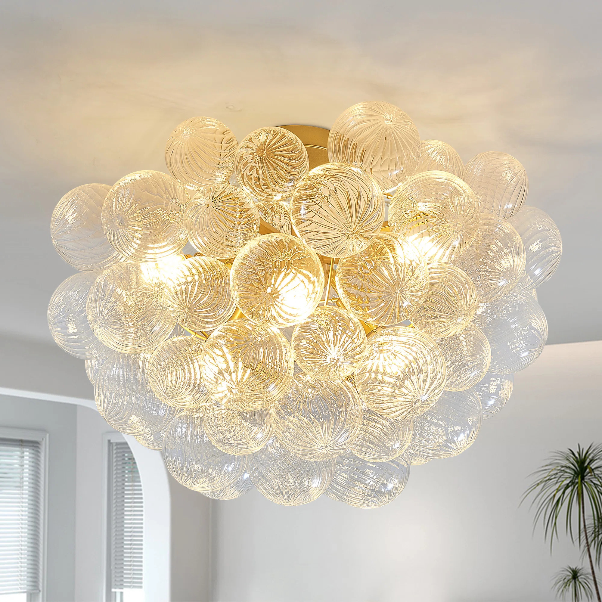 6-light Nordic Bubble Glass Semi-flush Mount, Dimmable | Wayfair North America