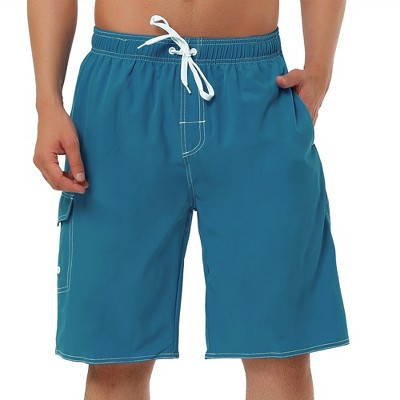 Lars Amadeus Men's Summer Solid Drawstring Elastic Waist Swim Beach Board Shorts Blue 34 | Target