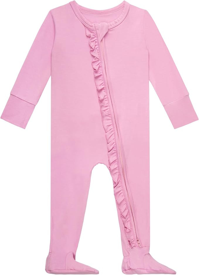 GUISBY Baby Ruffle Footed Sleeper, Rayon of Bamboo, Assorted, NB-24M | Rayon of bamboo softness, ... | Amazon (US)