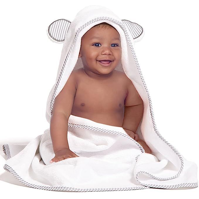 Ultra Soft Bamboo Hooded Baby Towel - Hooded Bath Towels with Ears for Babies, Toddlers - Large B... | Amazon (US)