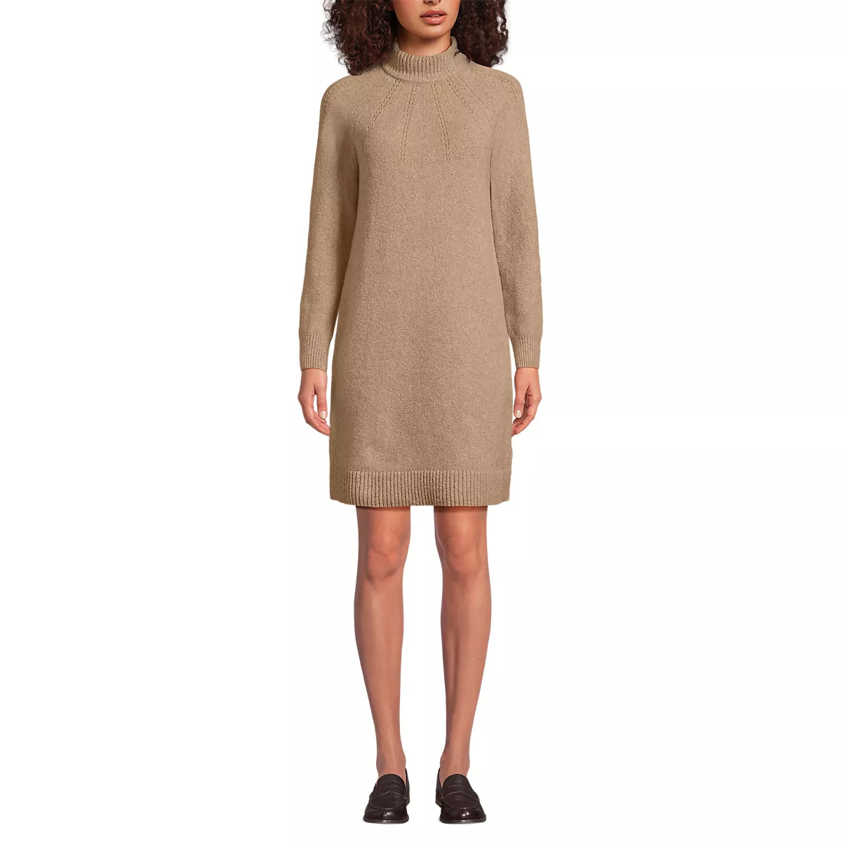Women's Boucle Long Sleeve Raglan Mock Neck Sweater Dress | Lands' End (US)