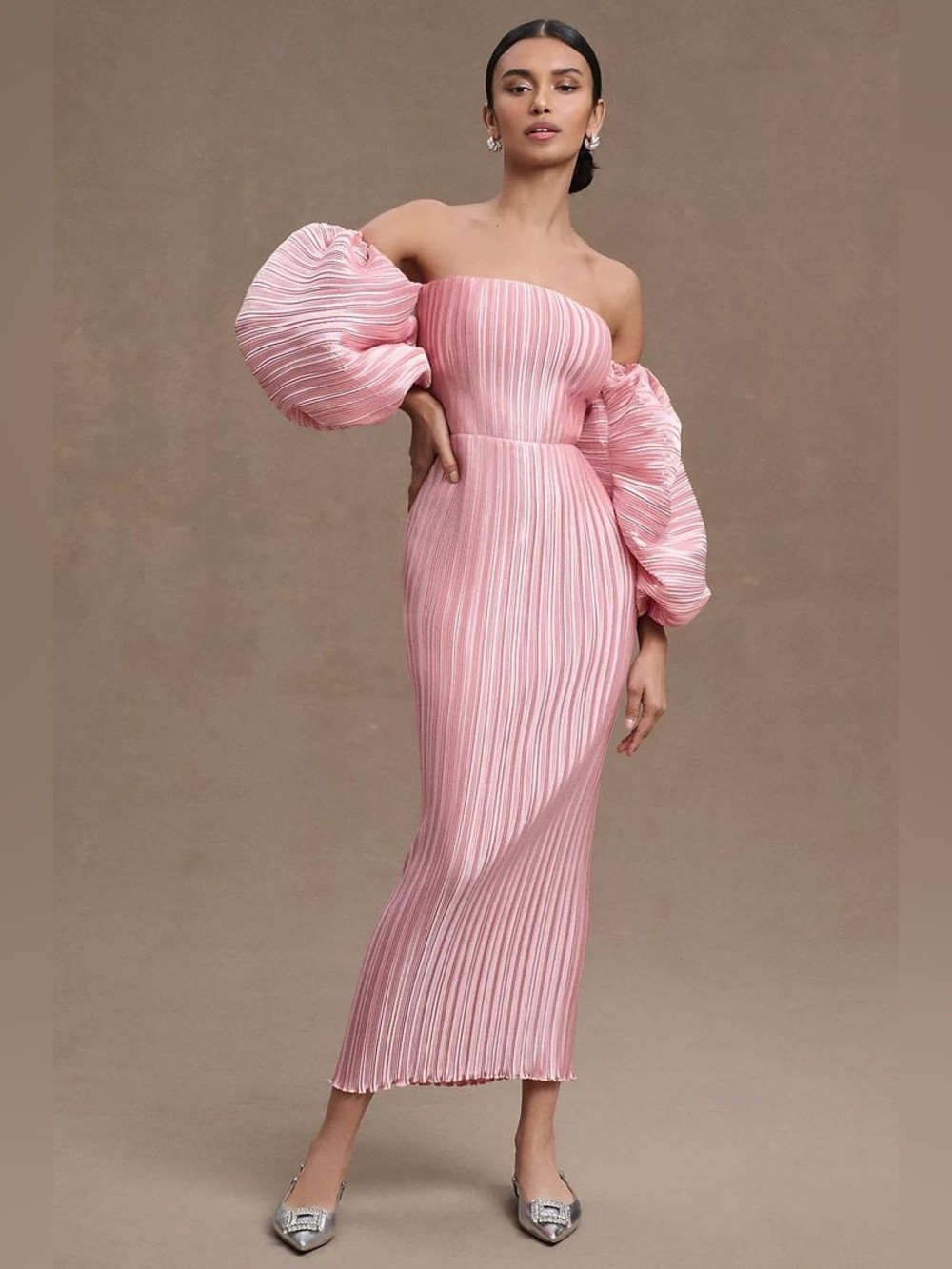 L\u2019idee Lidee Sirene Pink Pleated Puff Bubble Off Shoulder Strapless\u200e Dress 10 | Poshmark