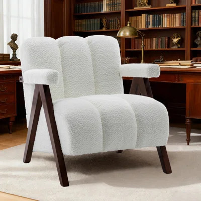 Draedyn Upholstered Boucle Armchair with Solid Wood Legs | Wayfair North America