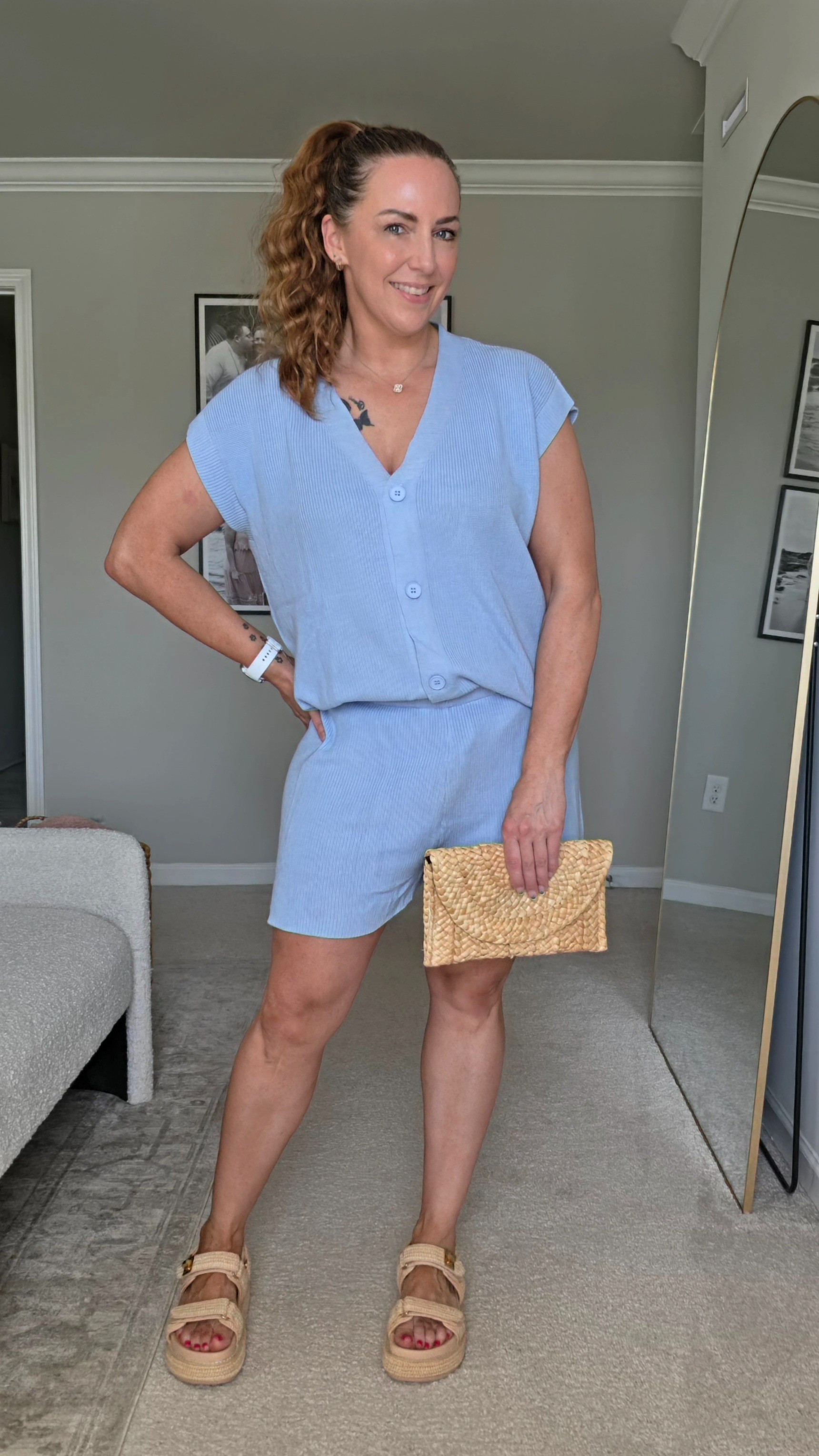 This light blue button-front knit set is the ultimate elevated lounge look for spring. The soft texture and matching shorts make it an effortless choice for a put-together casual day.#summerstyle #amazonfashion #vacationoutfit #matching-set

#LTKTravel #LTKMidsize #LTKOver40