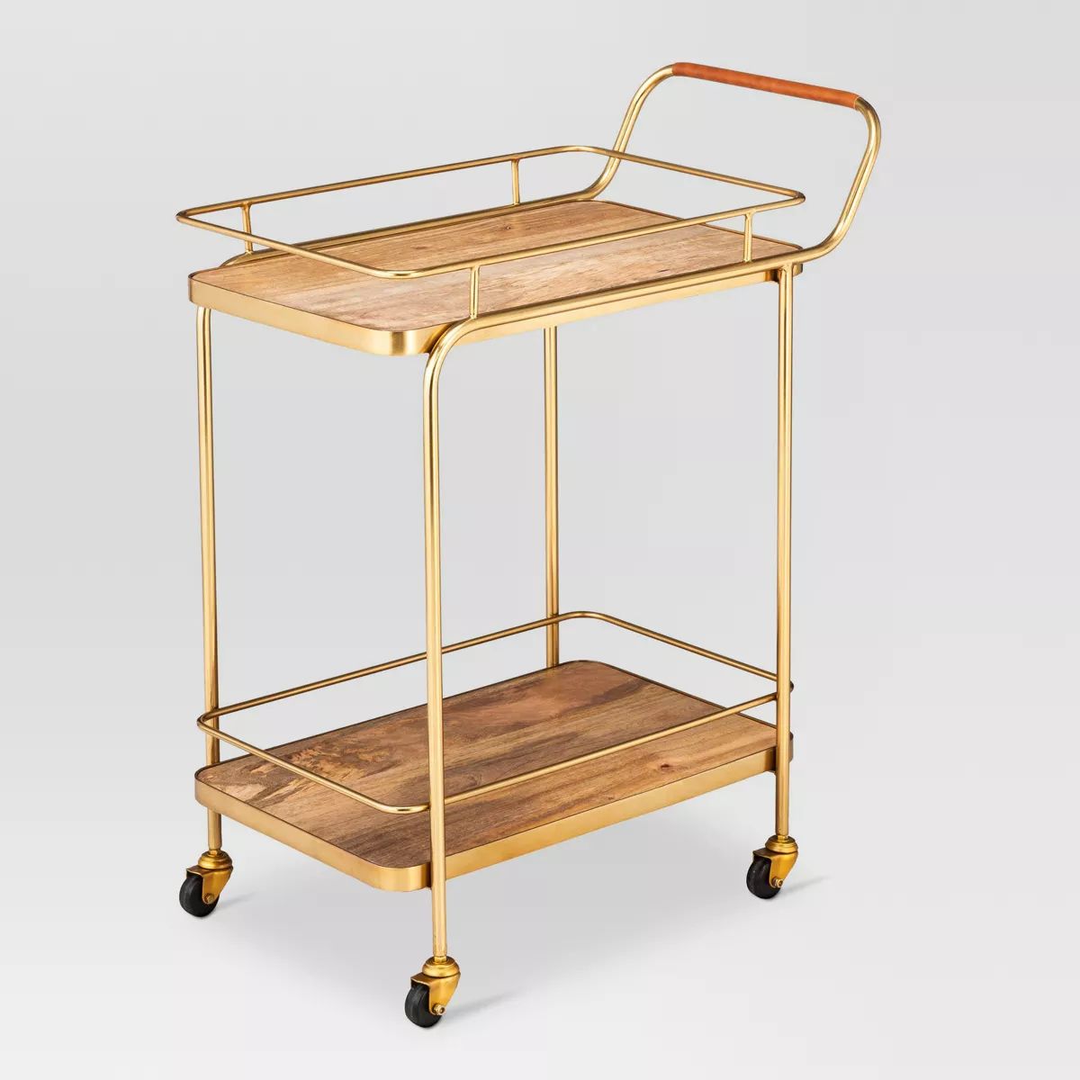 Metal, Wood, and Leather Bar Cart - Gold - Threshold™ | Target