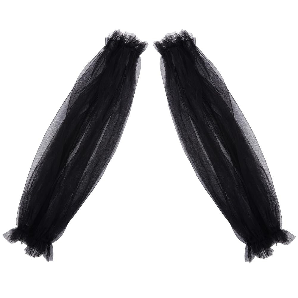 GORGECRAFT 2Pcs Removable Tulle Puff Sleeves Black Polyester Wedding Detachable Long Bridal Sleev... | Amazon (UK)