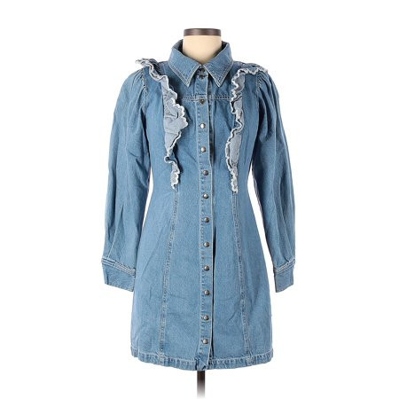 white christmas dresses Blanche Knit Denim Dress – SEROYA main image 1