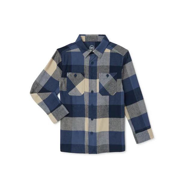 Wonder Nation Boys Flannel Shirt, Sizes 4-18 & Husky - Walmart.com | Walmart (US)