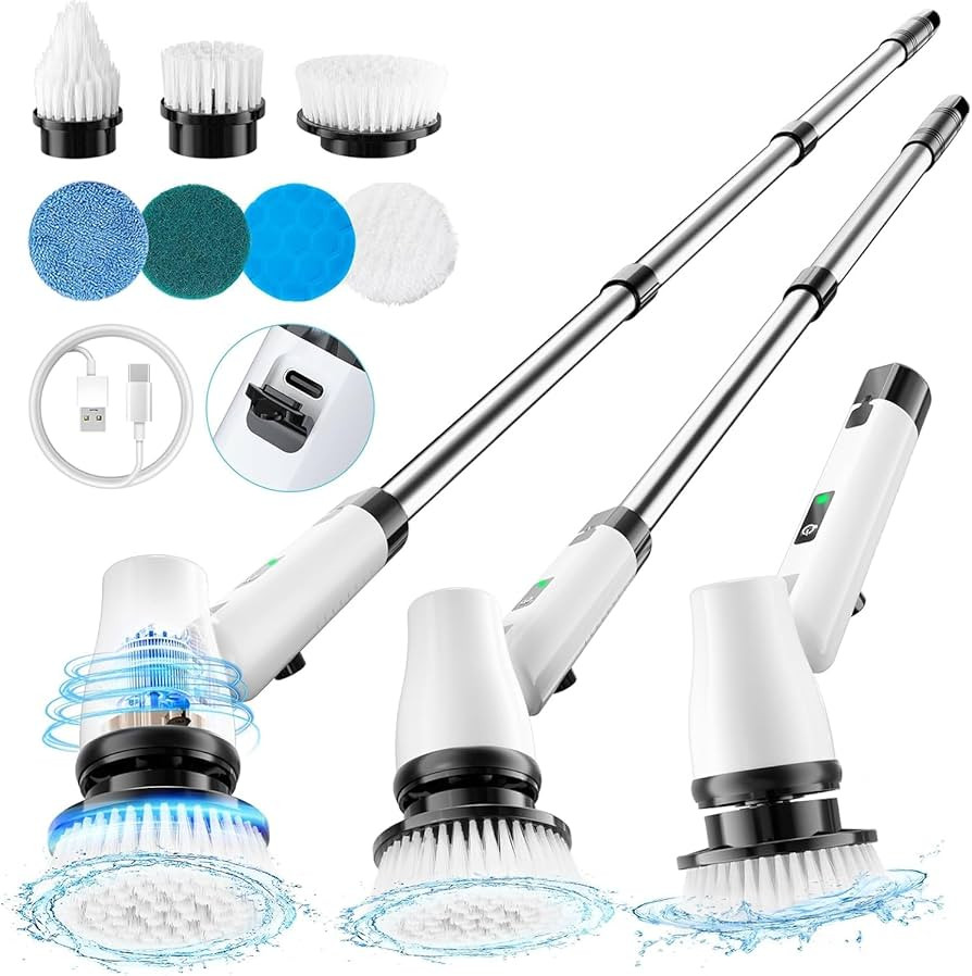 GiveBest Electric Spin Scrubber Brush - Cordless Shower Scrubber with Long Handle for Cleaning Ba... | Amazon (US)