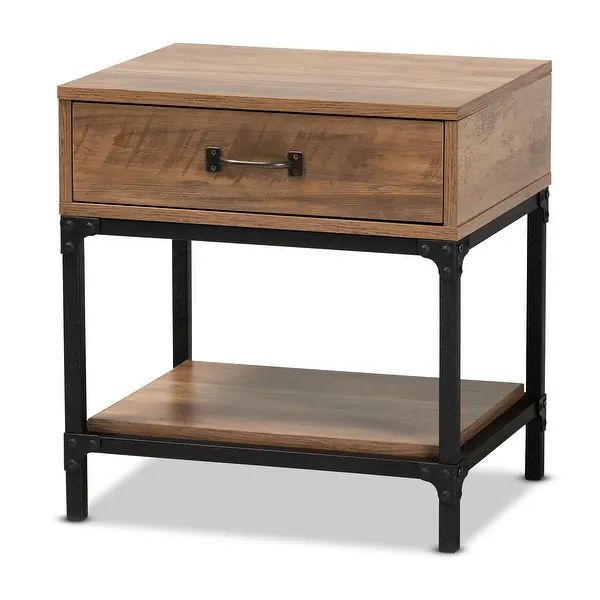 Norwood Modern Industrial Wood and Metal End Table -Walnut Brown - On Sale - Overstock - 35517923 | Bed Bath & Beyond