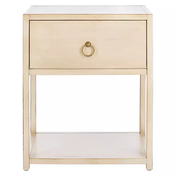 Cream Square Wood Nightstand | Kirkland's Home
