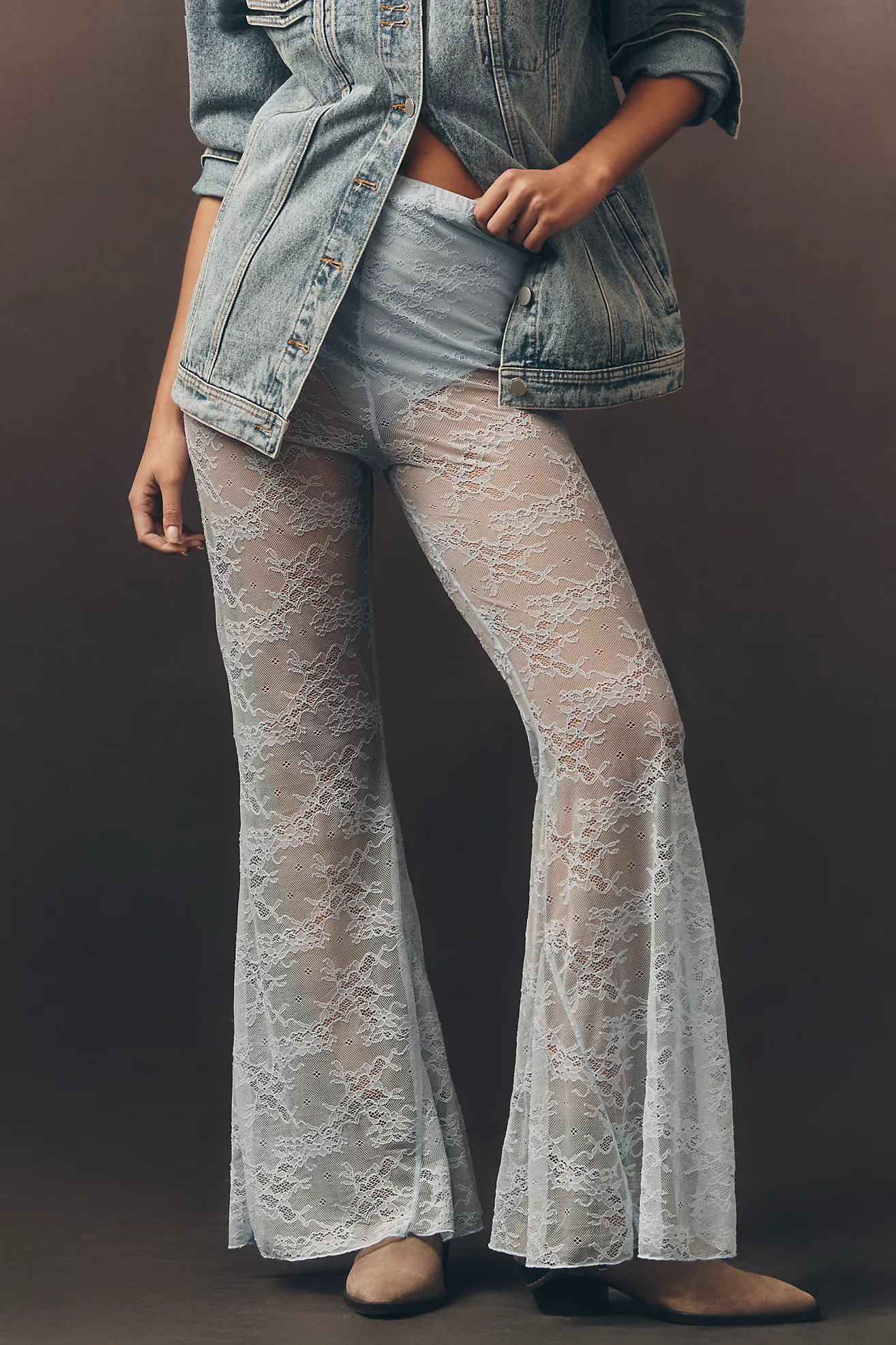 Flat White Lace Flare Pants | Anthropologie (US)