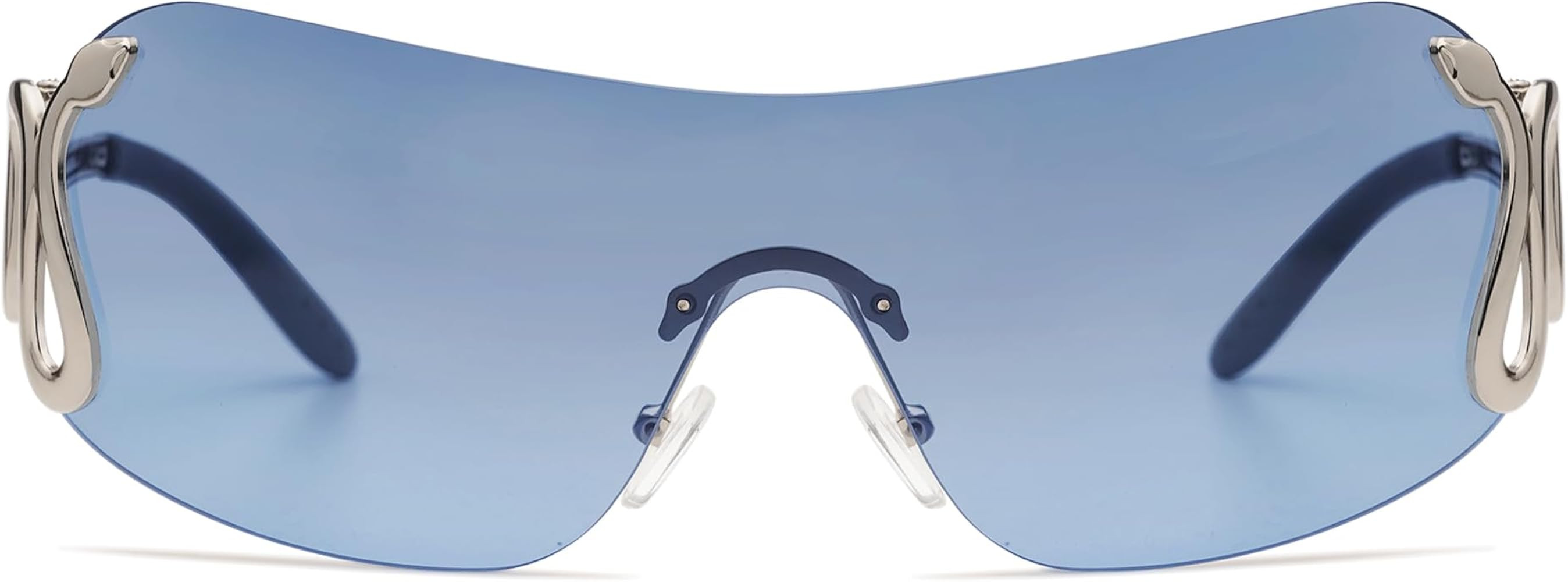 Rimless Y2k Sunglasses for Women Men Trendy Oversized Wrap Around Snake Shades AP3652 | Amazon (US)