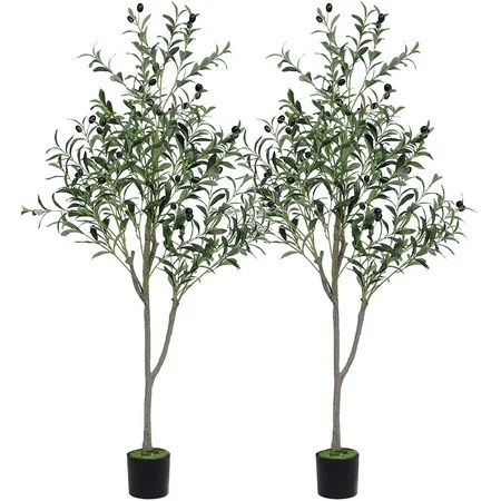 VIAGDO Artificial Olive Tree 4.6ft Tall Fake Olive Silk Tree Faux Olive Branches and Fruits for Livi | Walmart (US)